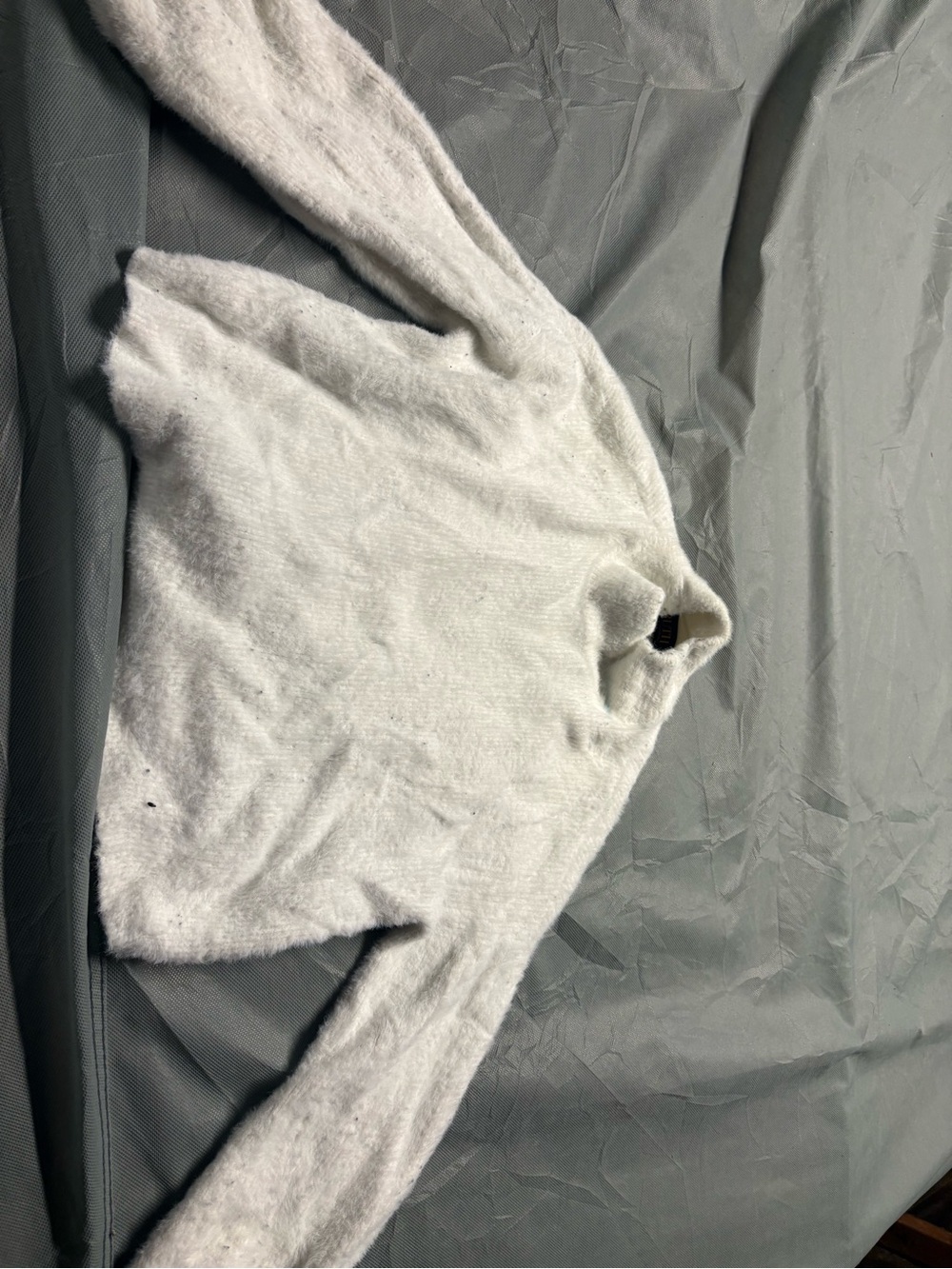 Women’s  White Fuzzy Mock Neck Sweater